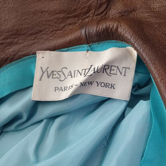Yves Saint Laurent 1970's Brown Leather Hat VINTAGE YSL - Picture 4 of 7